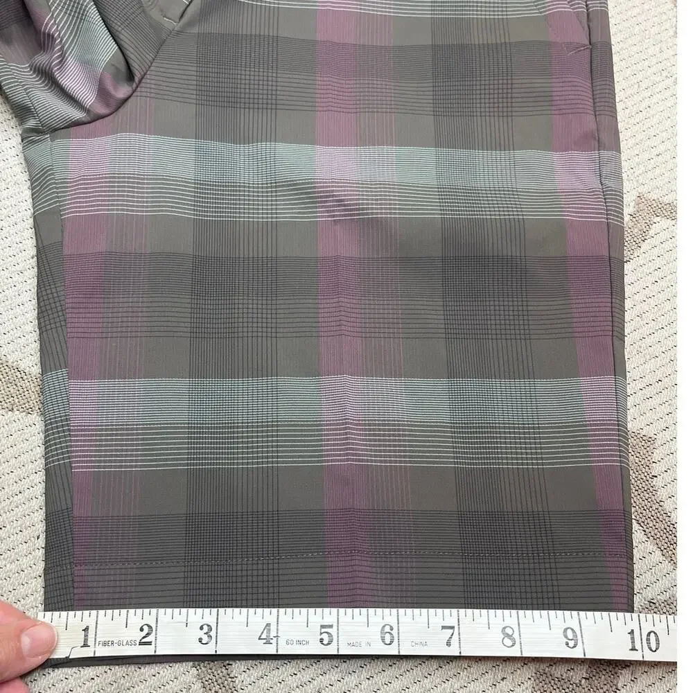 Nike golf dri-fit plaid gray/ purple 10” inseam shorts, size 6